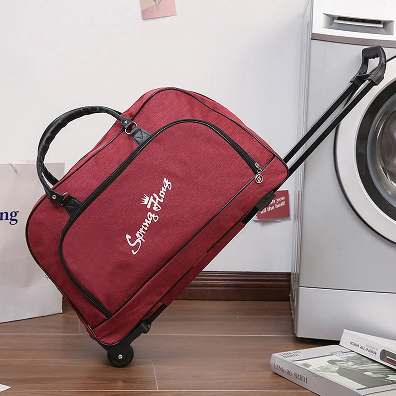 Sac de Voyage Trolley Imperméable à Roulettes en Denim