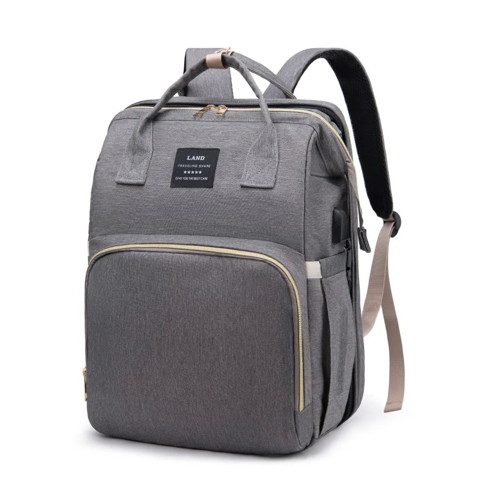Sac à Dos Maman 3-en-1 avec Lit Bébé Pliable & Grande Capacité