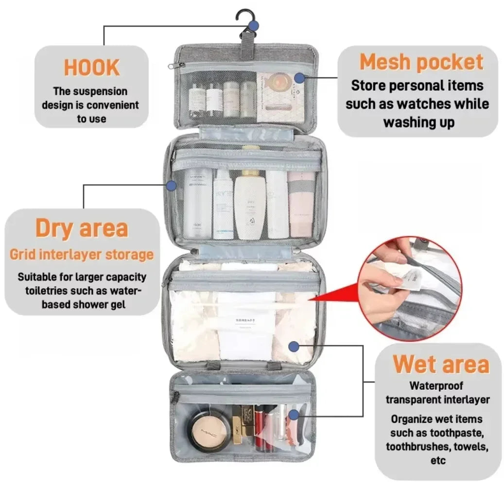Trousse de toilette pliable en polyester imperméable