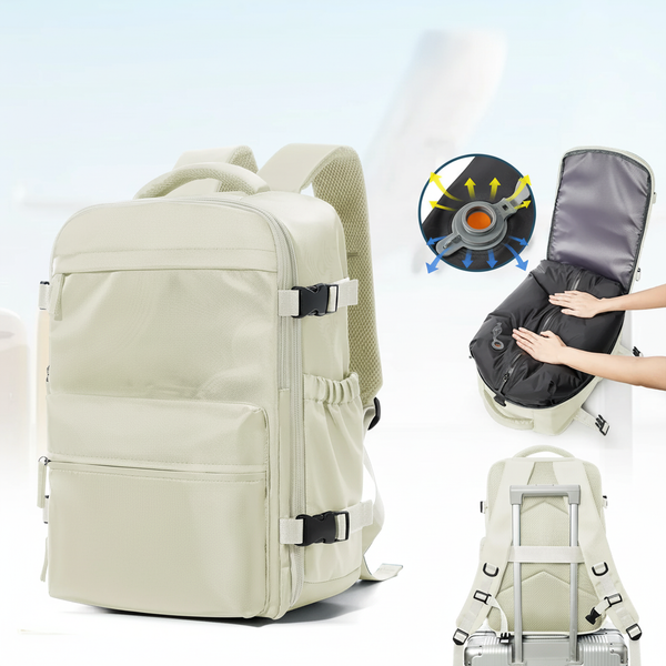 Sac Cabine 40x25x20 avec Compression sous Vide, coloris beige