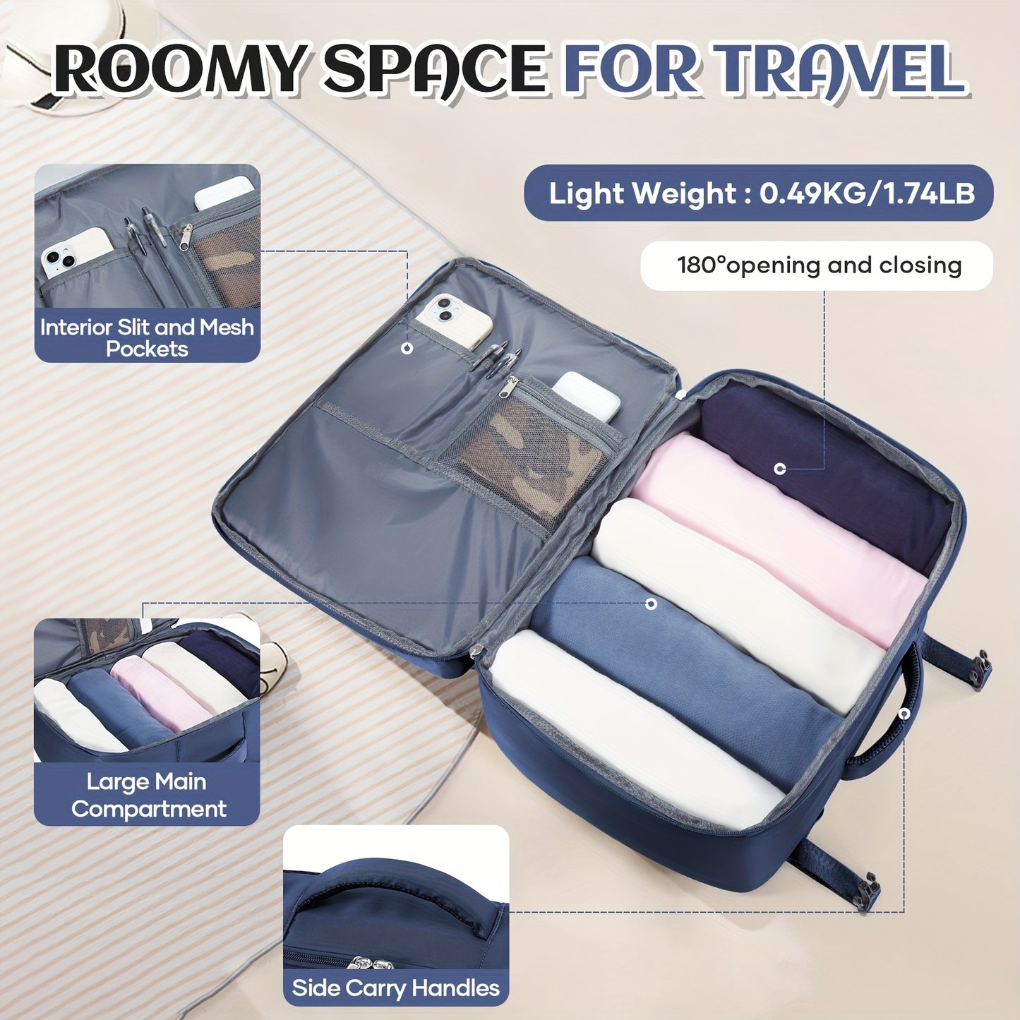 Sac à Dos Cabine Ryanair 40×30×20 – Bagage Sous-siège Multifonction