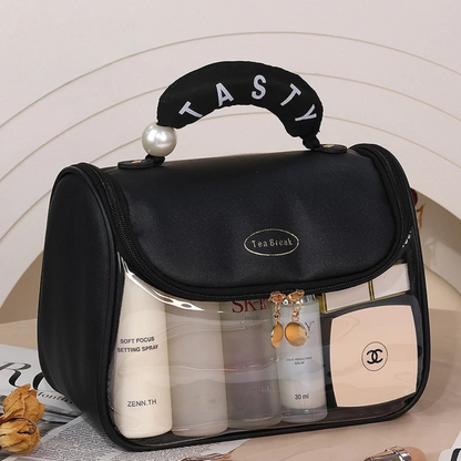 Trousse de Toilette Suspendue Transparente en PVC – Grande Capacité avec Crochet Métallique