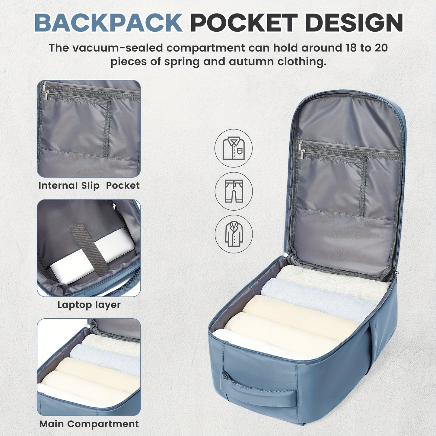 Sac à Dos de Voyage 40×20×25 cm – Compartiment Ordinateur & Multiples Poches