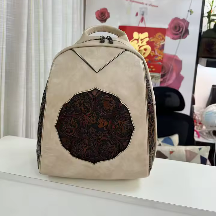 Sac à dos vintage en cuir PU embossé