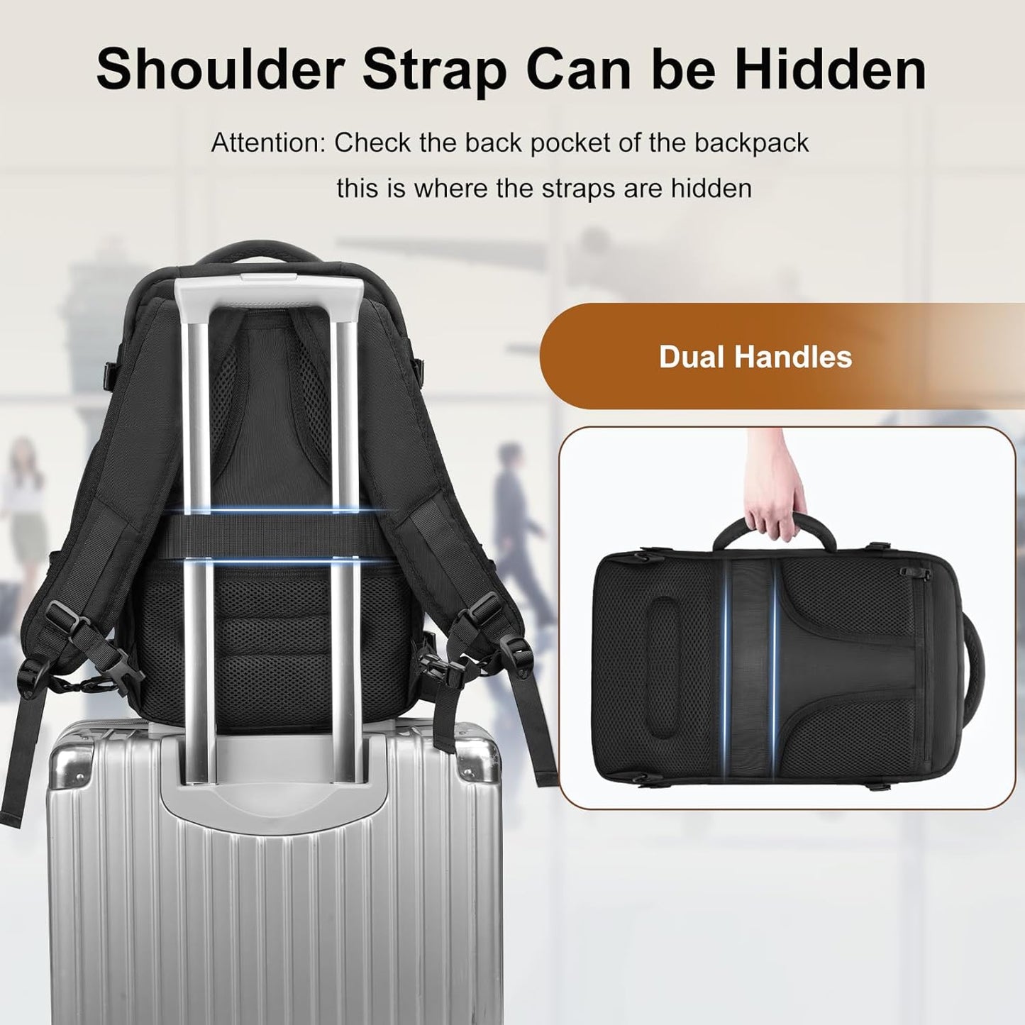 Sac à Dos de Cabine Extensible 40×30×20 cm avec Compartiment Ordinateur