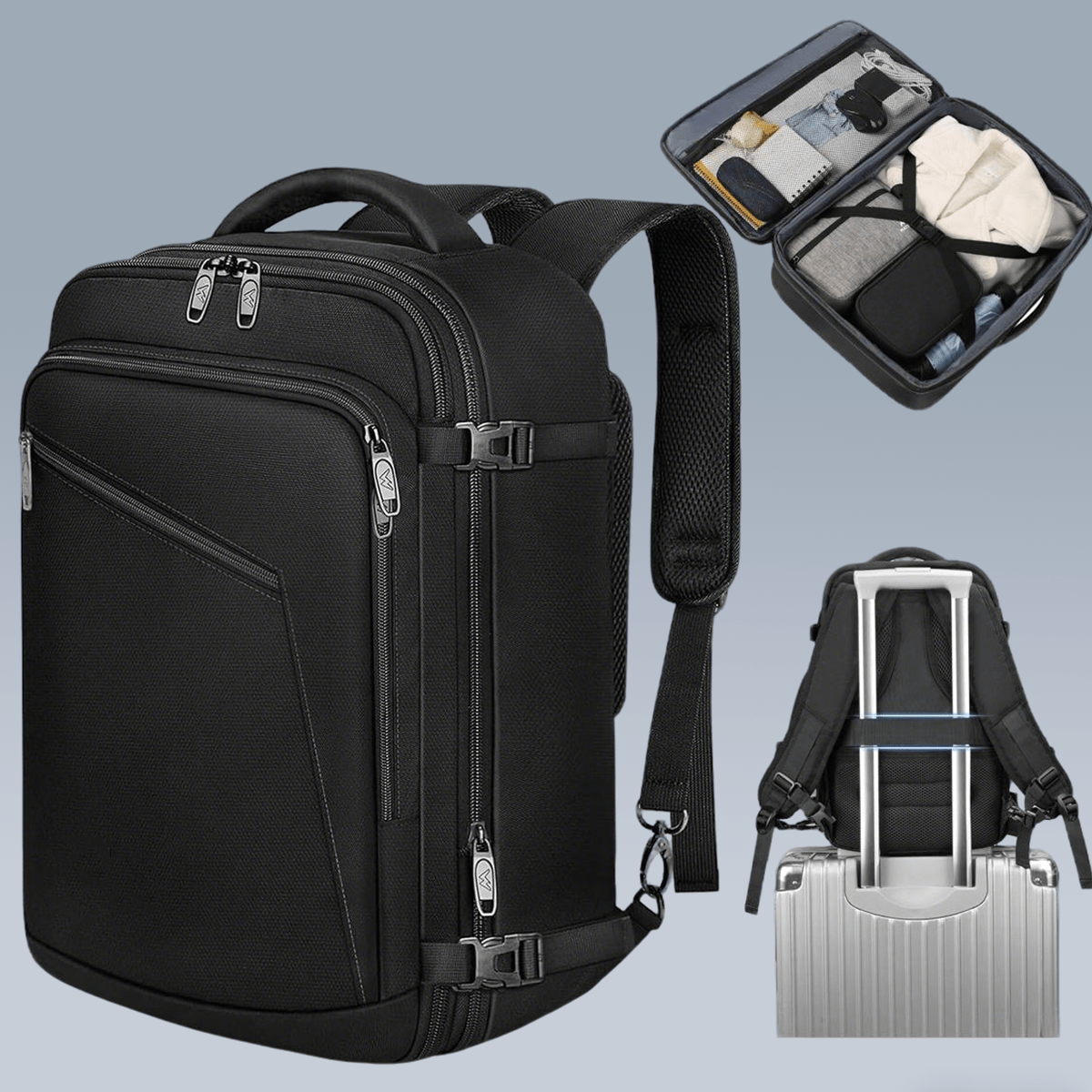 Sac à Dos de Cabine Extensible 40×30×20 cm avec Compartiment Ordinateur