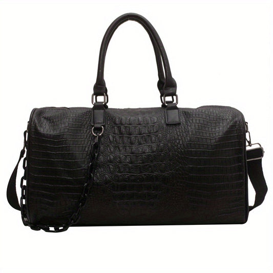 Sac de sport en cuir synthétique, bandoulière amovible, poids plume — détail de la matière : cuir synthétique