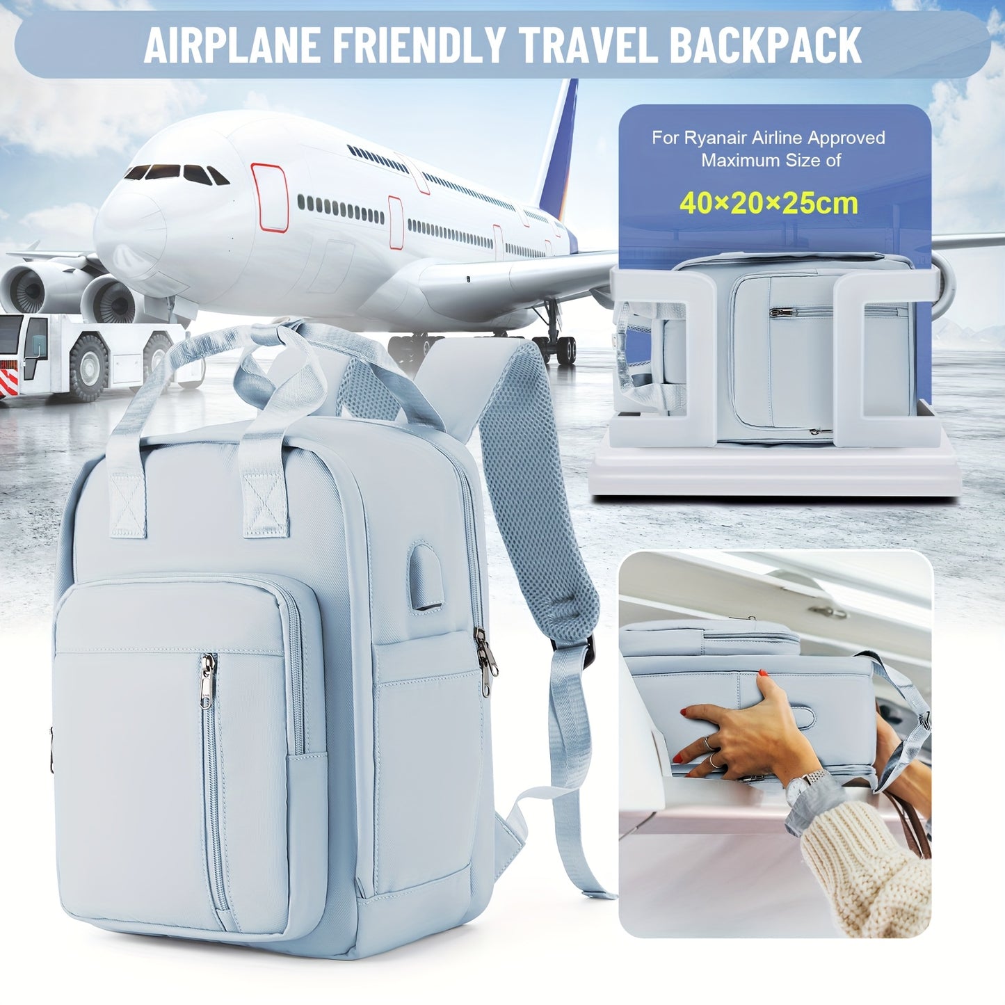 Sac à Dos de Voyage 40×30×20 cm – Approuvé Ryanair