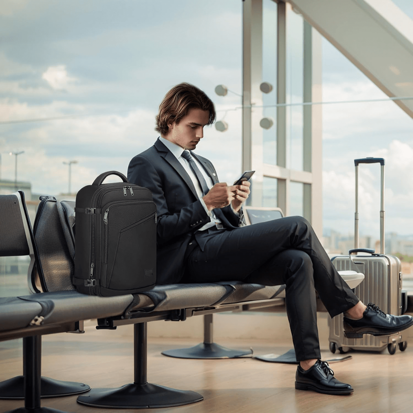 Sac à Dos de Cabine Extensible 40×30×20 cm avec Compartiment Ordinateur