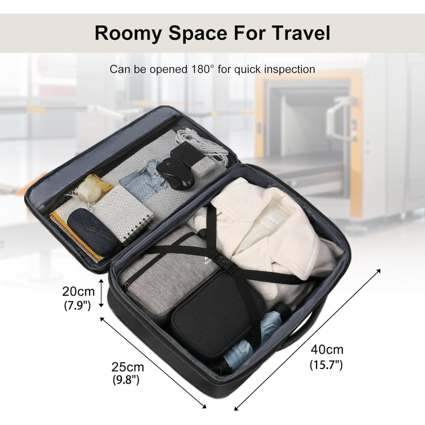 Sac à Dos de Cabine Extensible 40×30×20 cm avec Compartiment Ordinateur