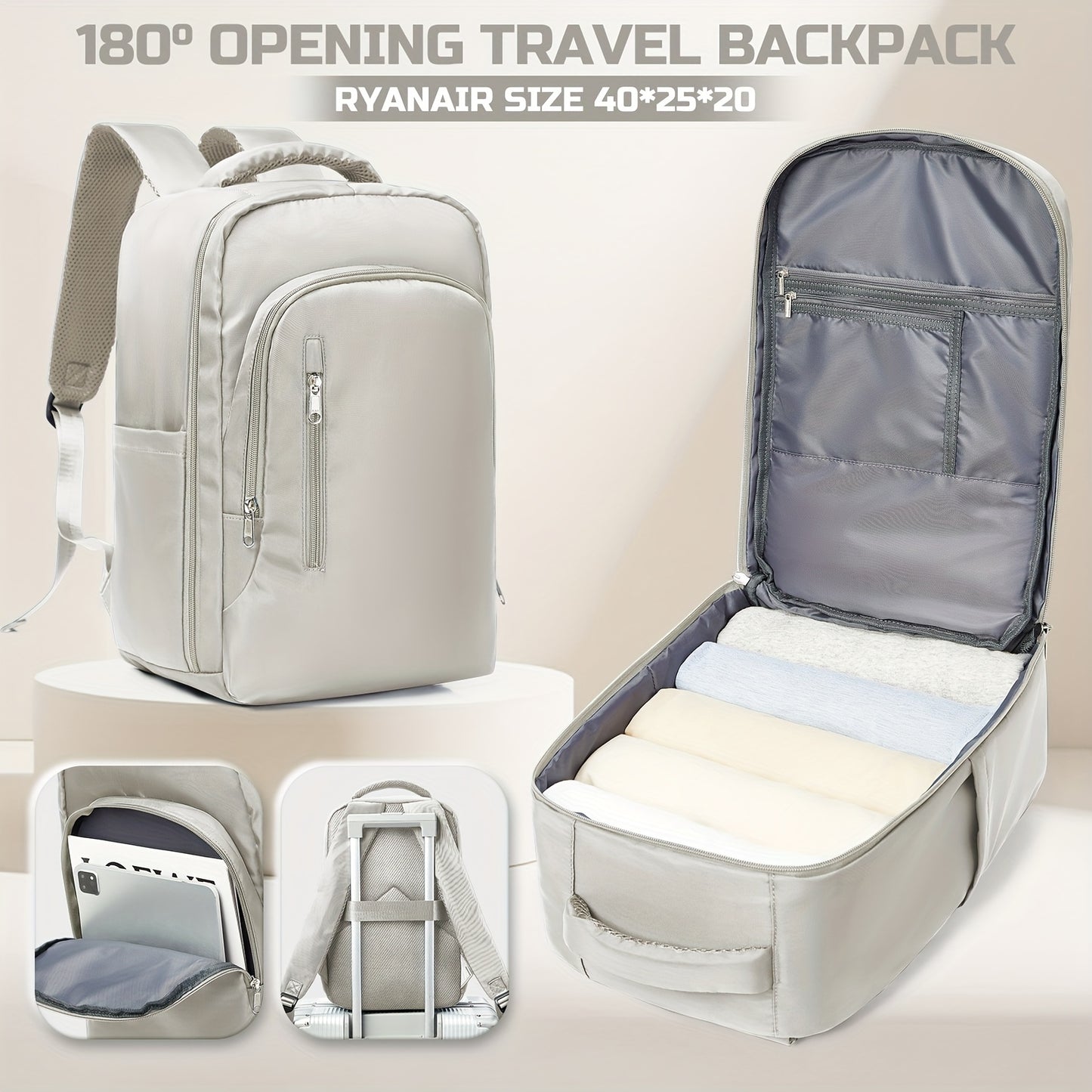 Sac à Dos de Voyage 40×20×25 cm – Compartiment Ordinateur & Multiples Poches