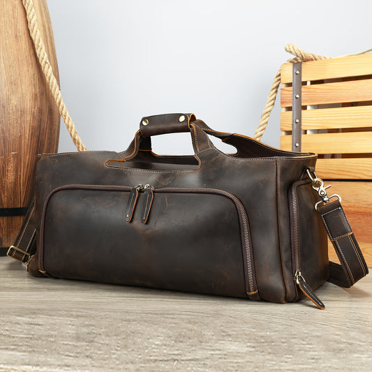 Sac de voyage en cuir, format cabine, allure vintage