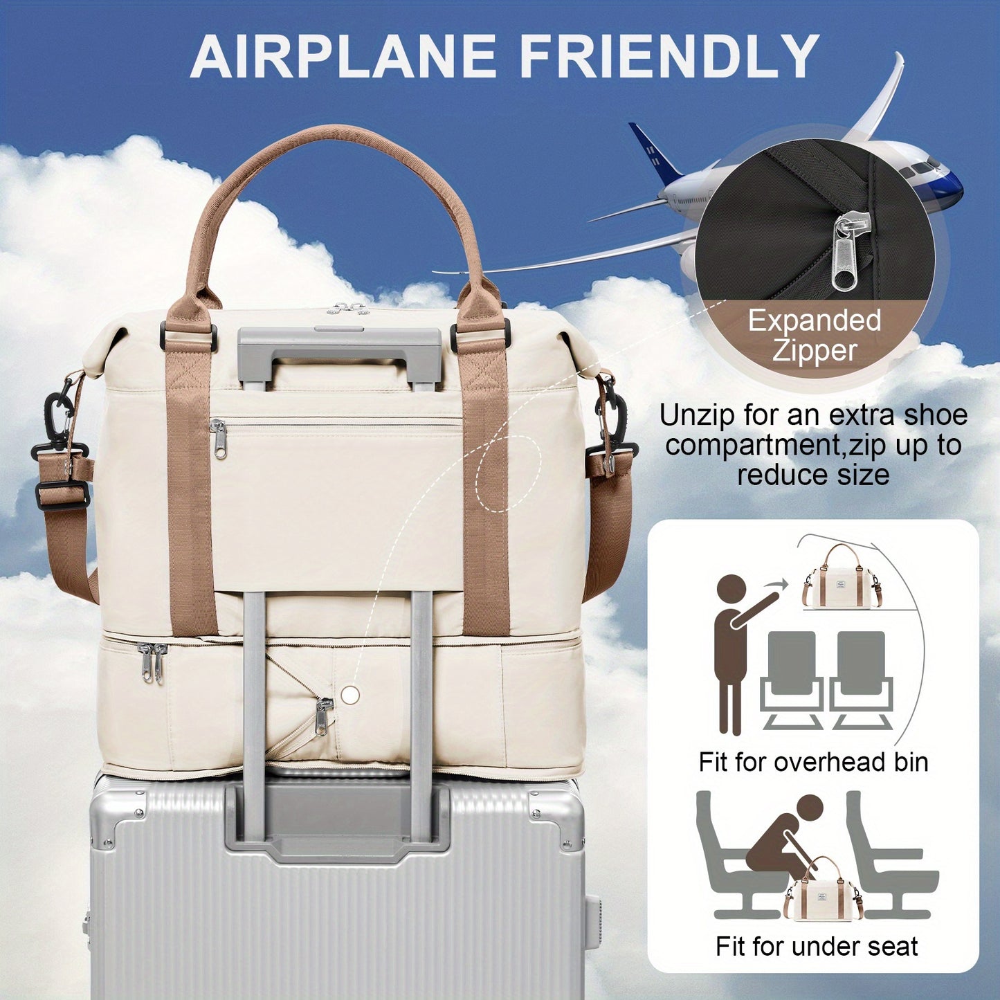 Sac de Voyage Extensible 40×30×20 cm – Bagage Cabine Compatible Avion