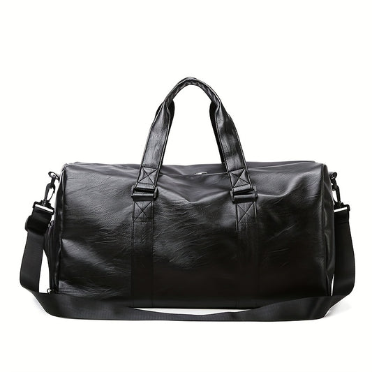 Sac bandoulière en cuir synthétique, grande capacité, bandoulière amovible — détail de la matière : cuir synthétique