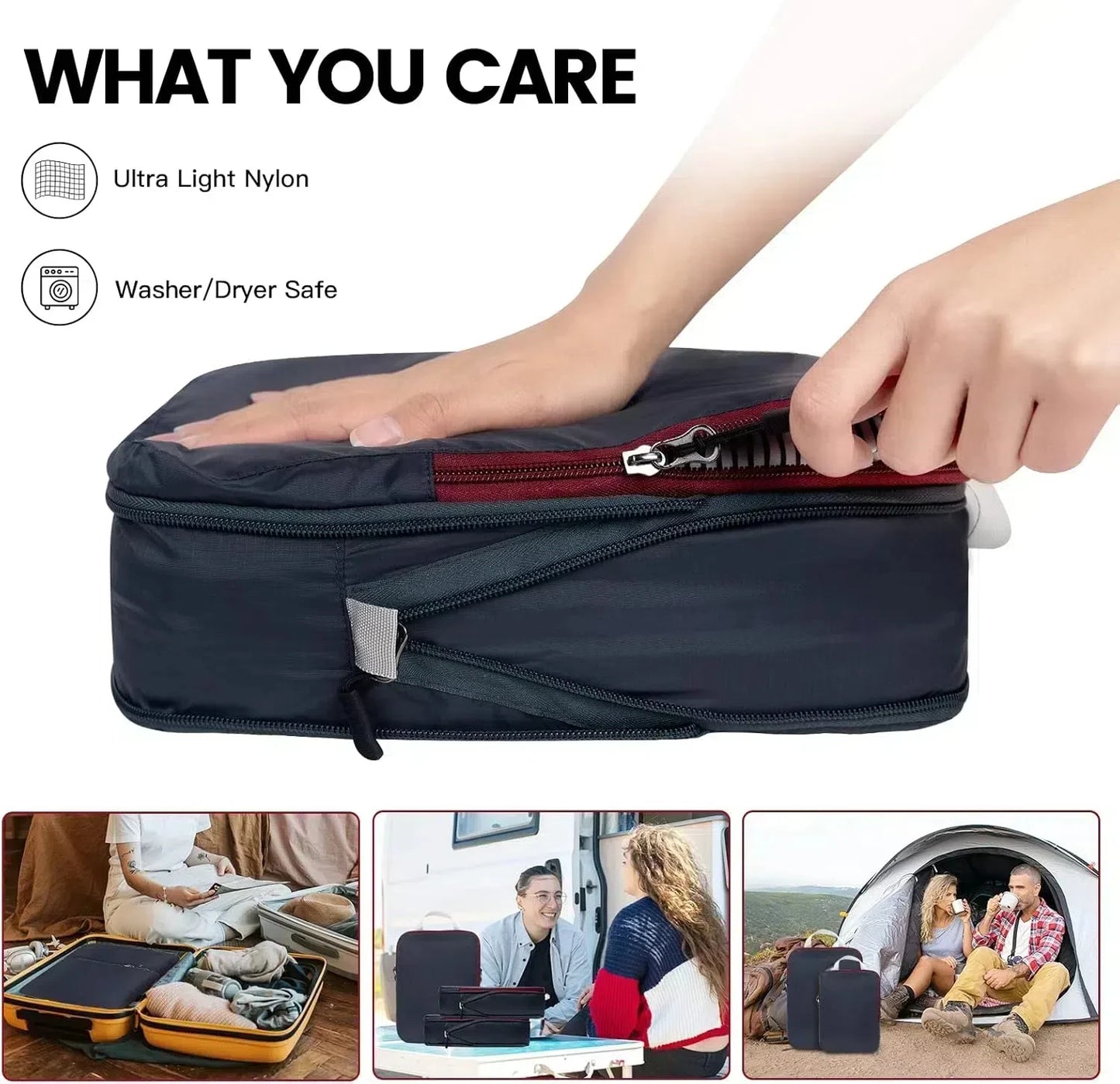Set de cubes de rangement compressibles étanches pour valise et voyage organisé