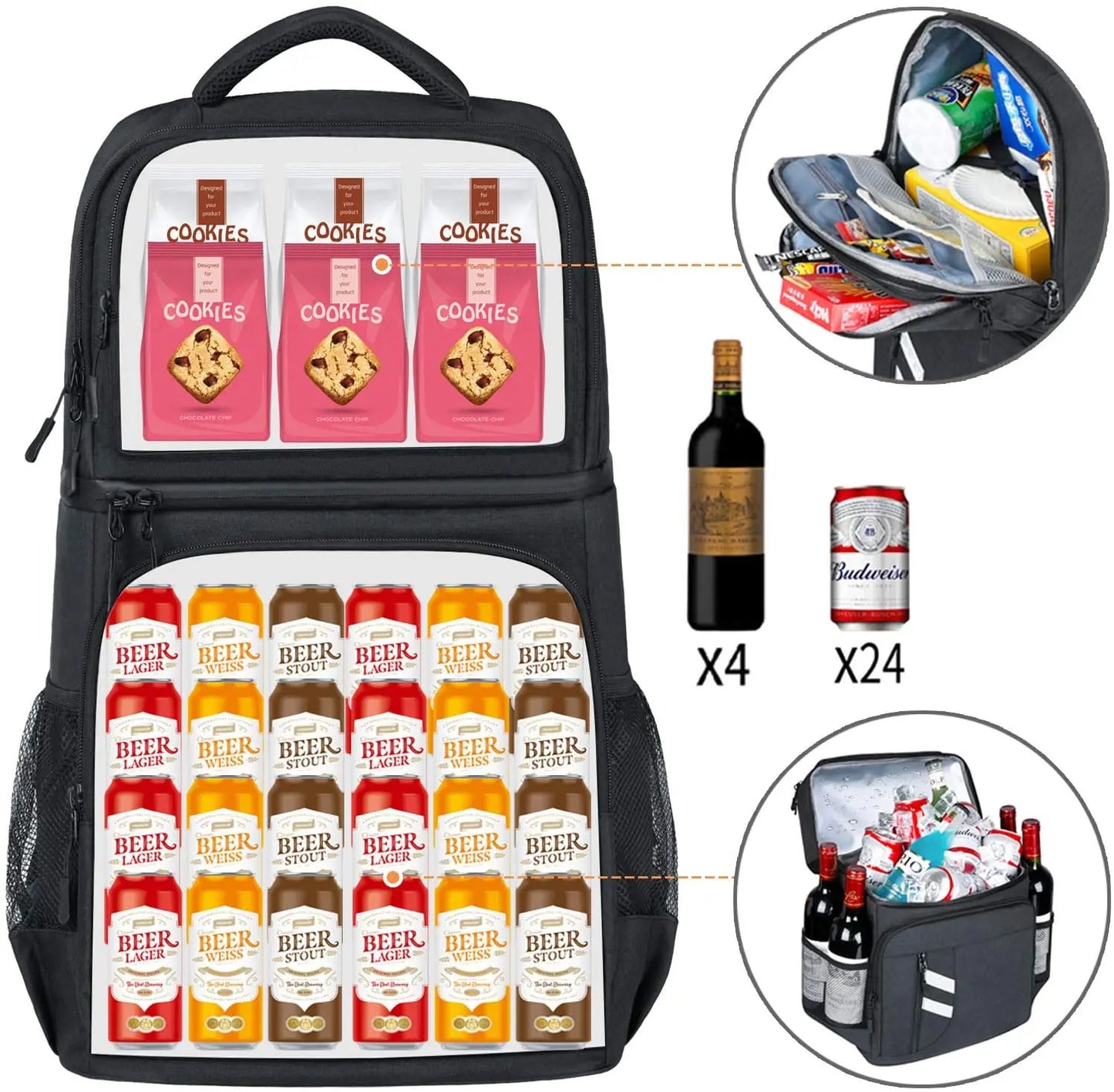 Sac à dos isotherme 2-en-1 – Grande capacité & double compartiment
