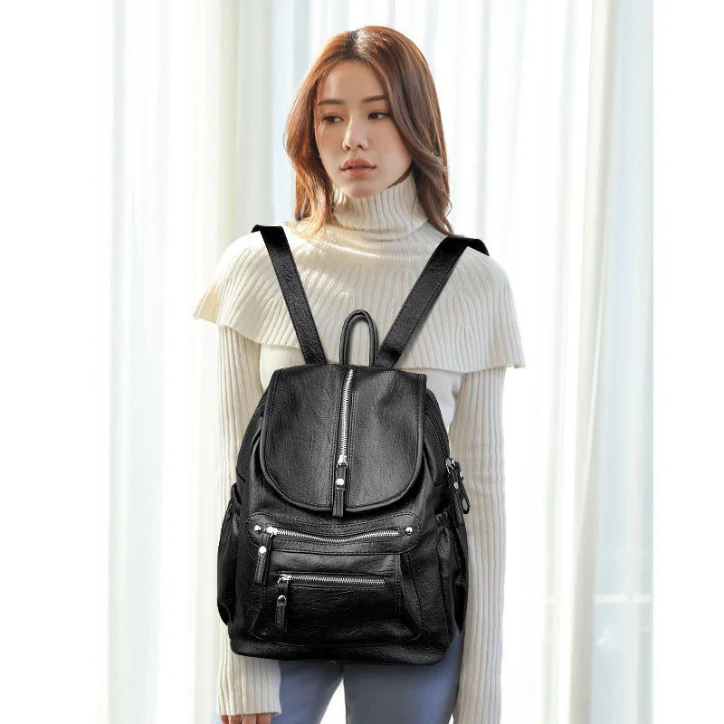 Sac à dos femme vintage en cuir véritable