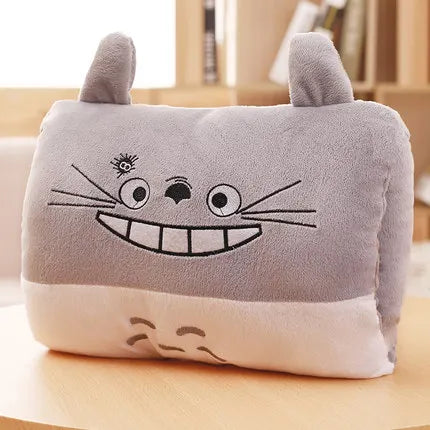 Coussin de voyage chauffe-mains en peluche dessin animé confort