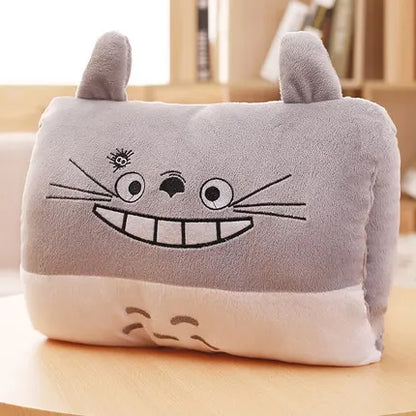 Coussin de voyage chauffe-mains en peluche dessin animé confort