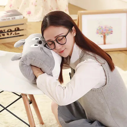 Coussin de voyage chauffe-mains en peluche dessin animé confort