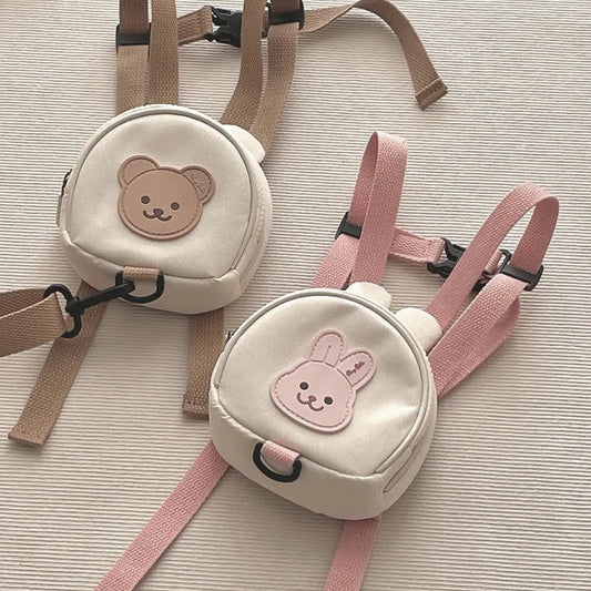 Sac à dos enfant en toile ours et lapin anti perte