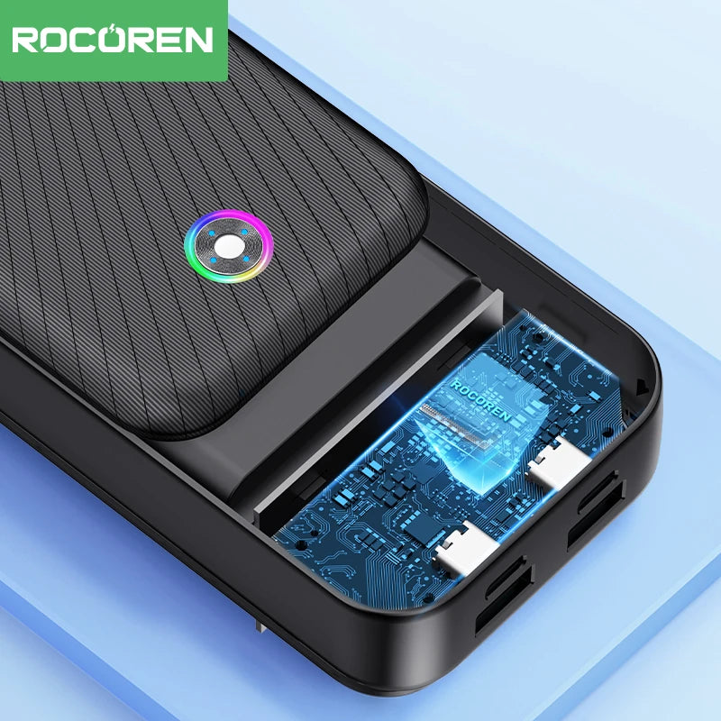 Power Bank Rocoren 20000mAh 35W QC 3.0/PD 3.0 – Batterie externe rapide pour voyages