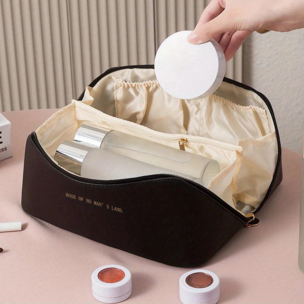 Trousse de Toilette Luxe en Similicuir – Grande Capacité avec Compartiments Intérieurs