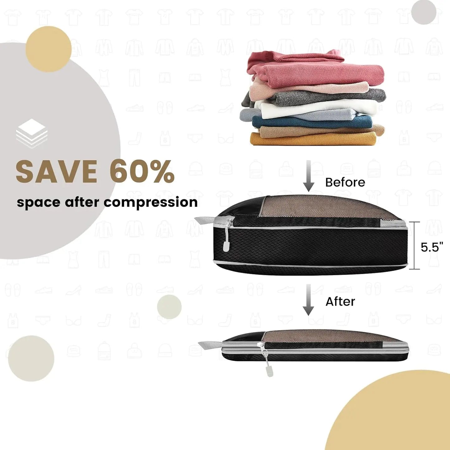 Set de 6 cubes de rangement compressibles avec sac à chaussures intégré
