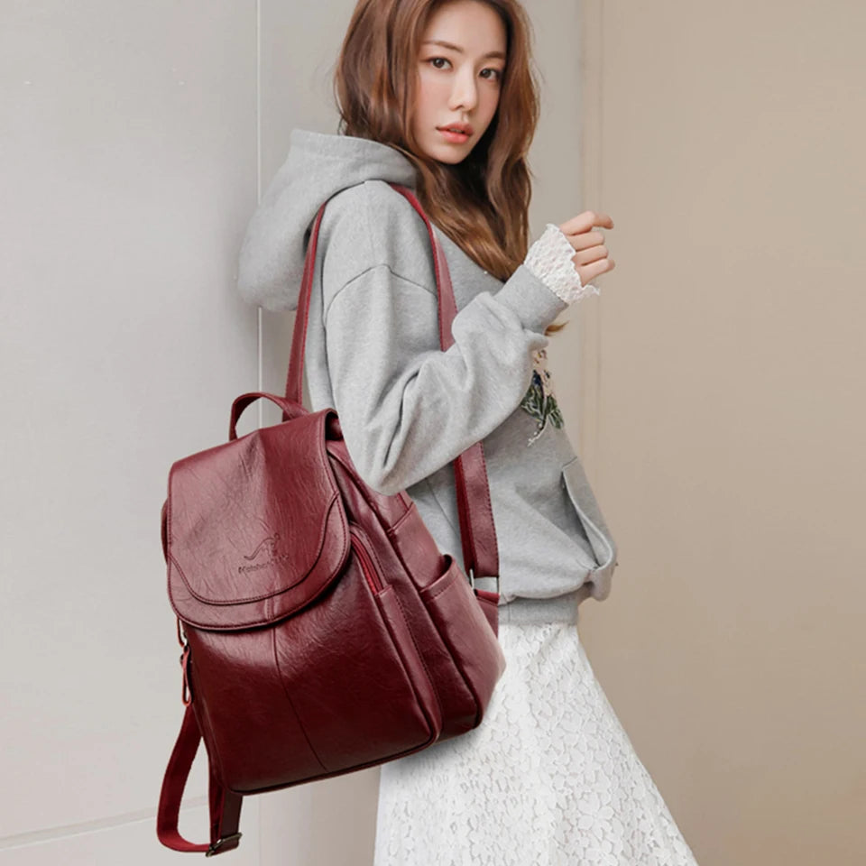 Sac à dos femme grande capacité en cuir PU