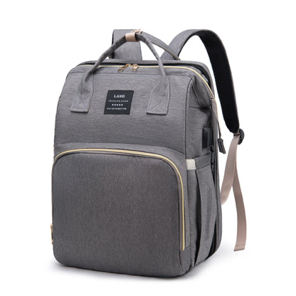 Sac à Dos Maman 3-en-1 avec Lit Bébé Pliable & Grande Capacité