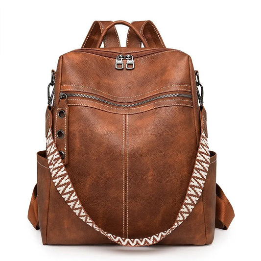 Sac à dos de voyage rétro en cuir PU imperméable