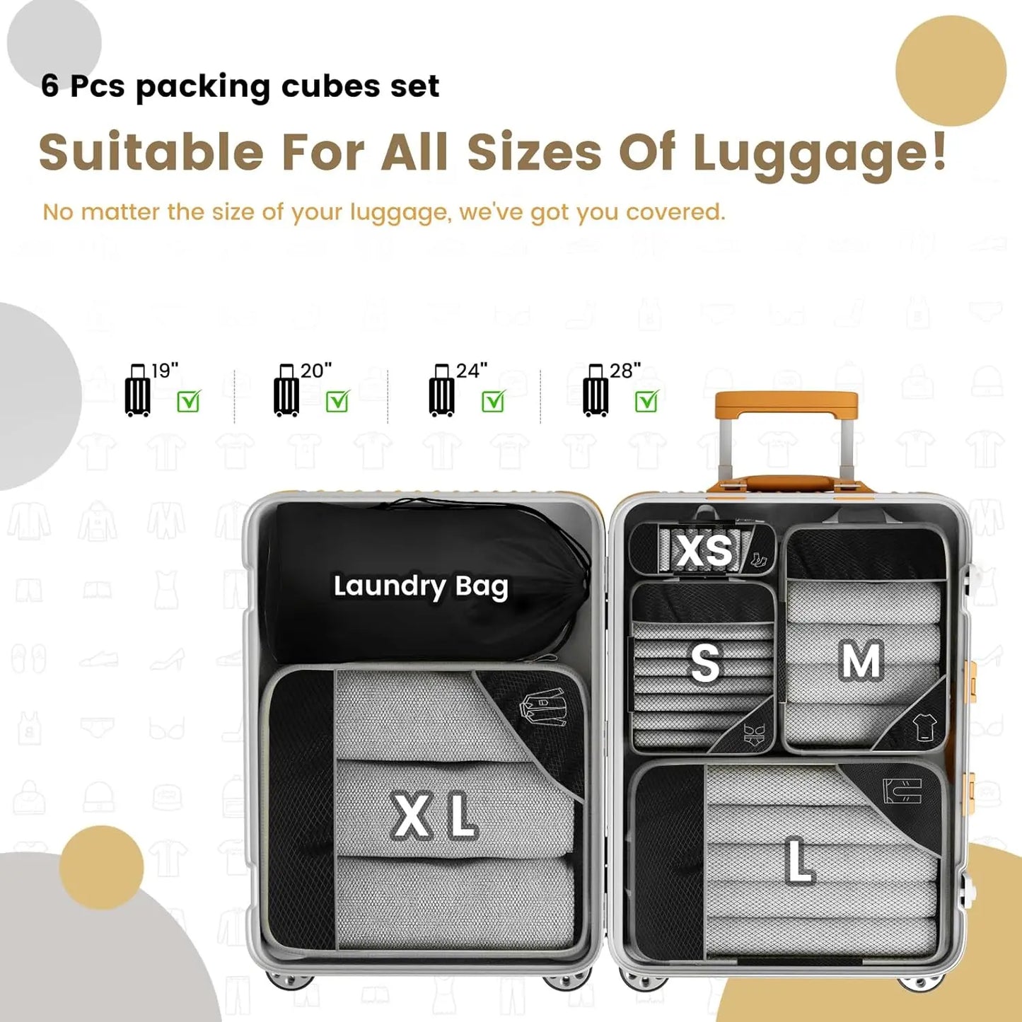 Set de 6 cubes de rangement compressibles avec sac à chaussures intégré