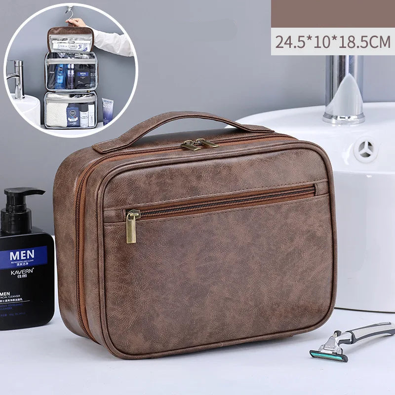 Trousse de toilette suspendue en cuir PU imperméable