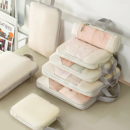 Set de 5 cubes de rangement compressibles en polyester pour valise et voyage