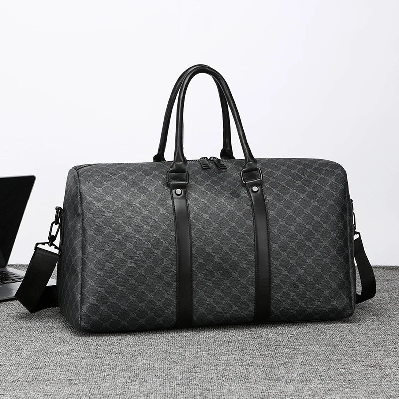 Sac de Voyage Homme Élégant en PU Motifs Géométriques