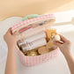 Sac de maquillage en coton à carreaux – Style coréen pratique