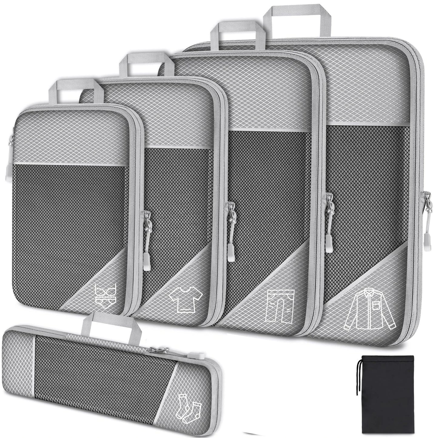 Set de 6 cubes de rangement compressibles avec sac à chaussures intégré