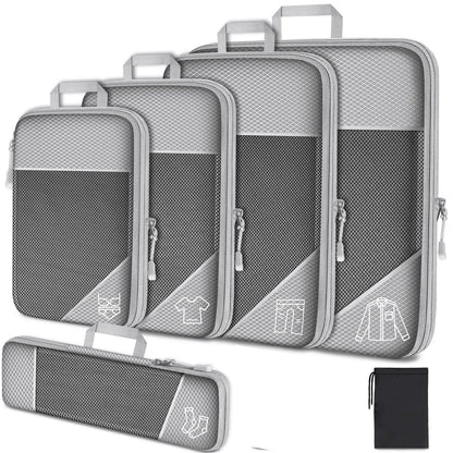 Set de 6 cubes de rangement compressibles avec sac à chaussures intégré, polyester alvéolé résistant