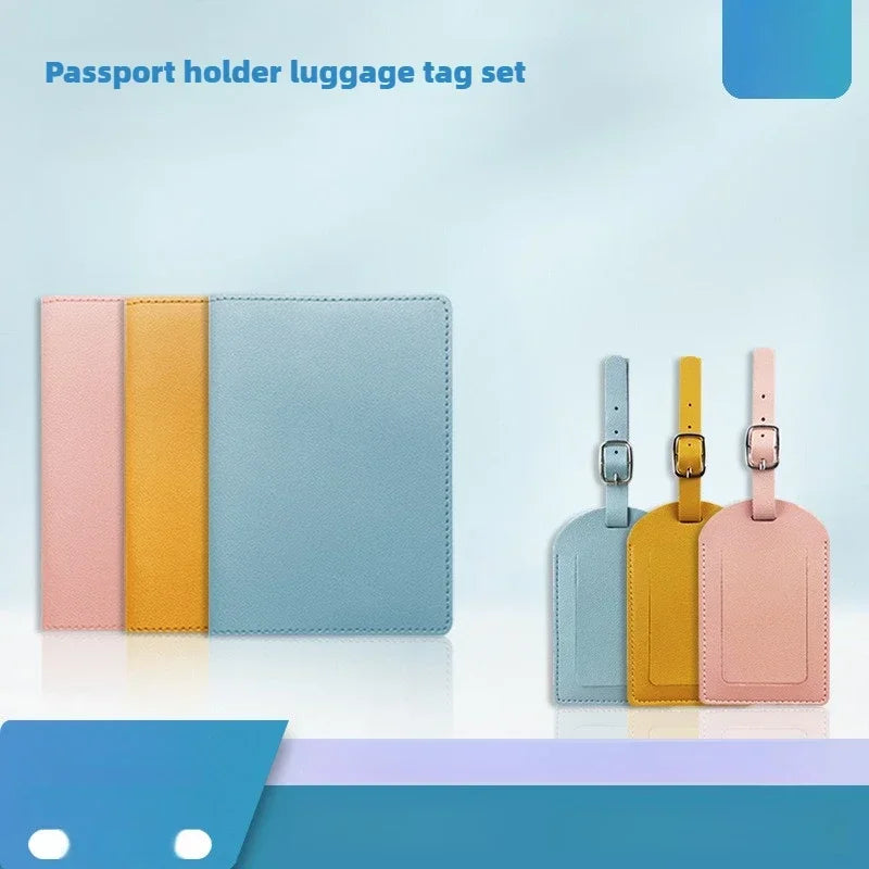 Étui Passeport en Cuir PU avec Étiquette Bagage