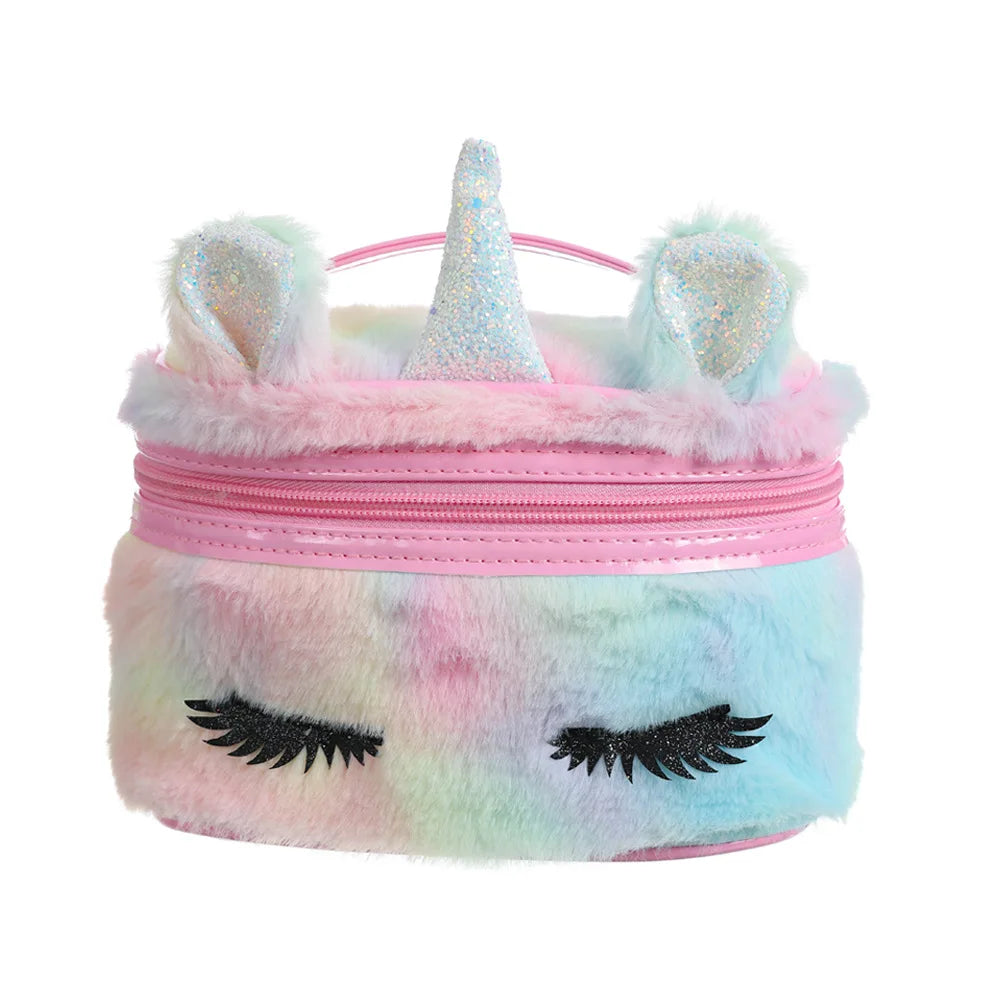 Trousse de toilette enfant peluche licorne yeux brodés