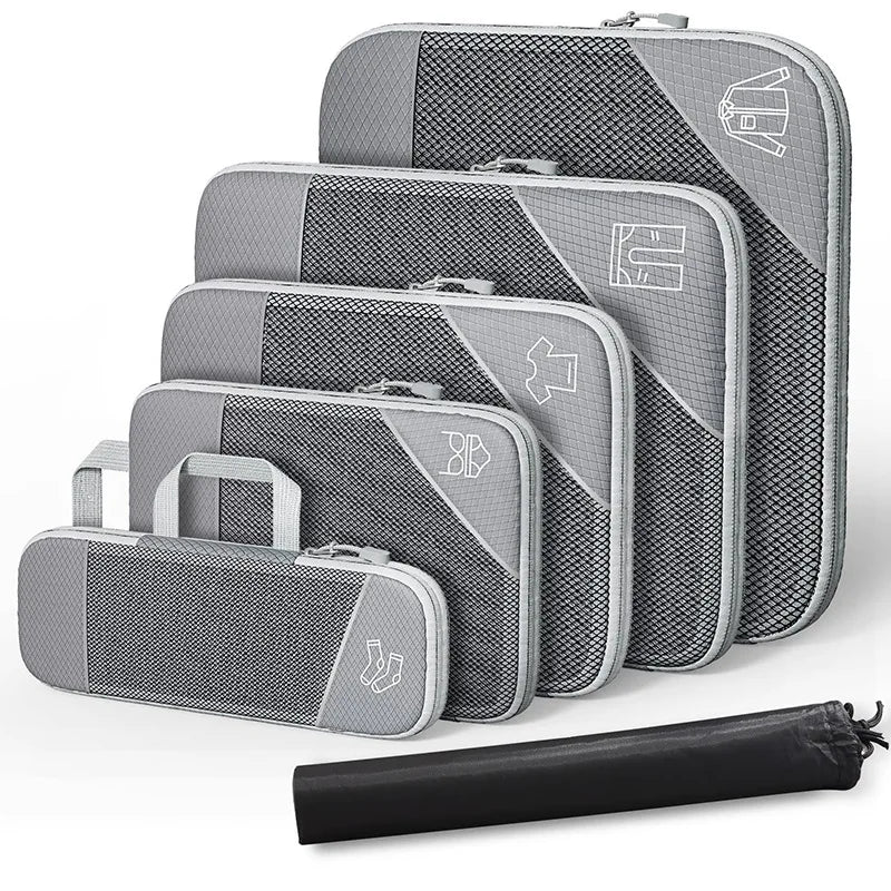 Set de 6 cubes de rangement compressibles avec sac à chaussures intégré