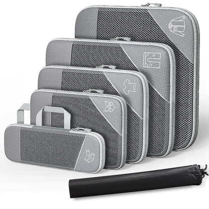 Set de 6 cubes de rangement compressibles avec sac à chaussures intégré, divers volumes selon les tailles