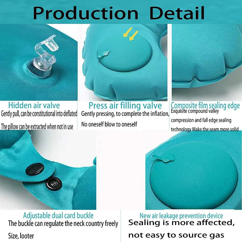 Coussin de voyage gonflable en U ultra léger et portable avec support cervical