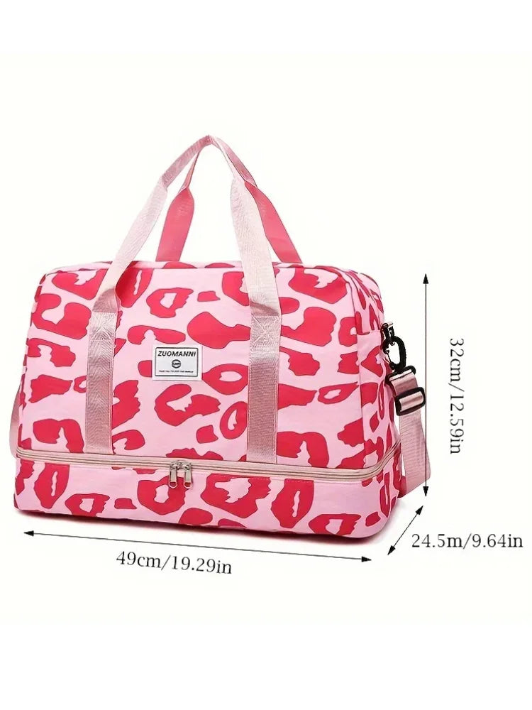Sac de Voyage Femme Imprimé Zèbre/Léopard Grande Capacité Nylon