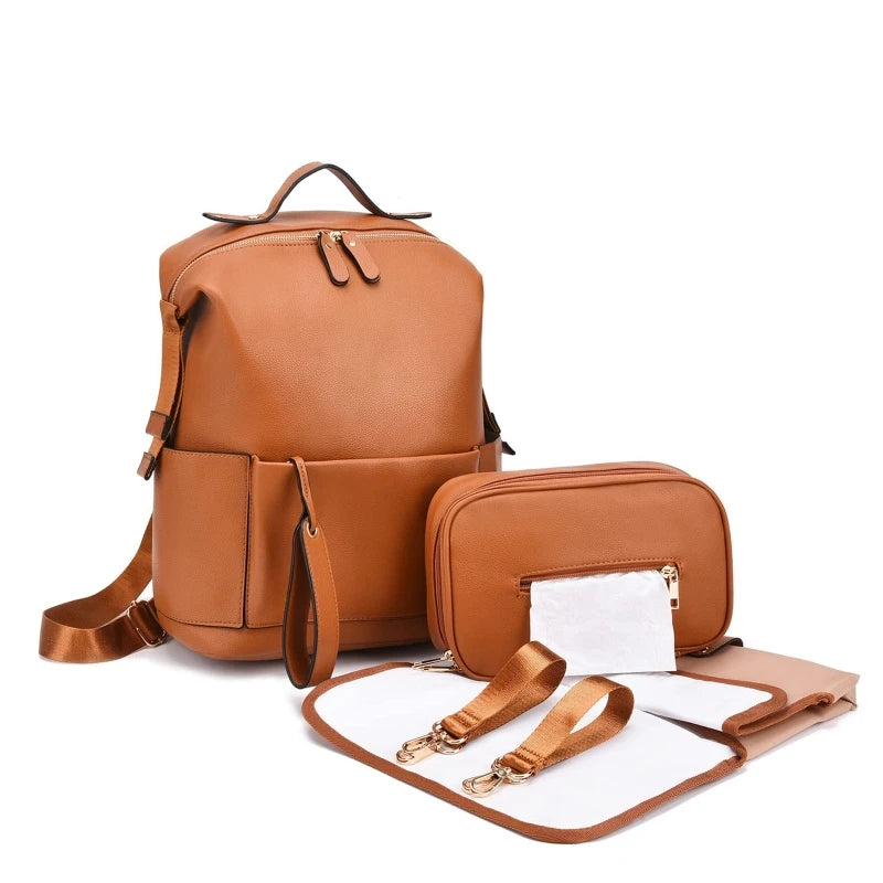 Sac à Langer en Cuir Multifonction Élégant & Pratique