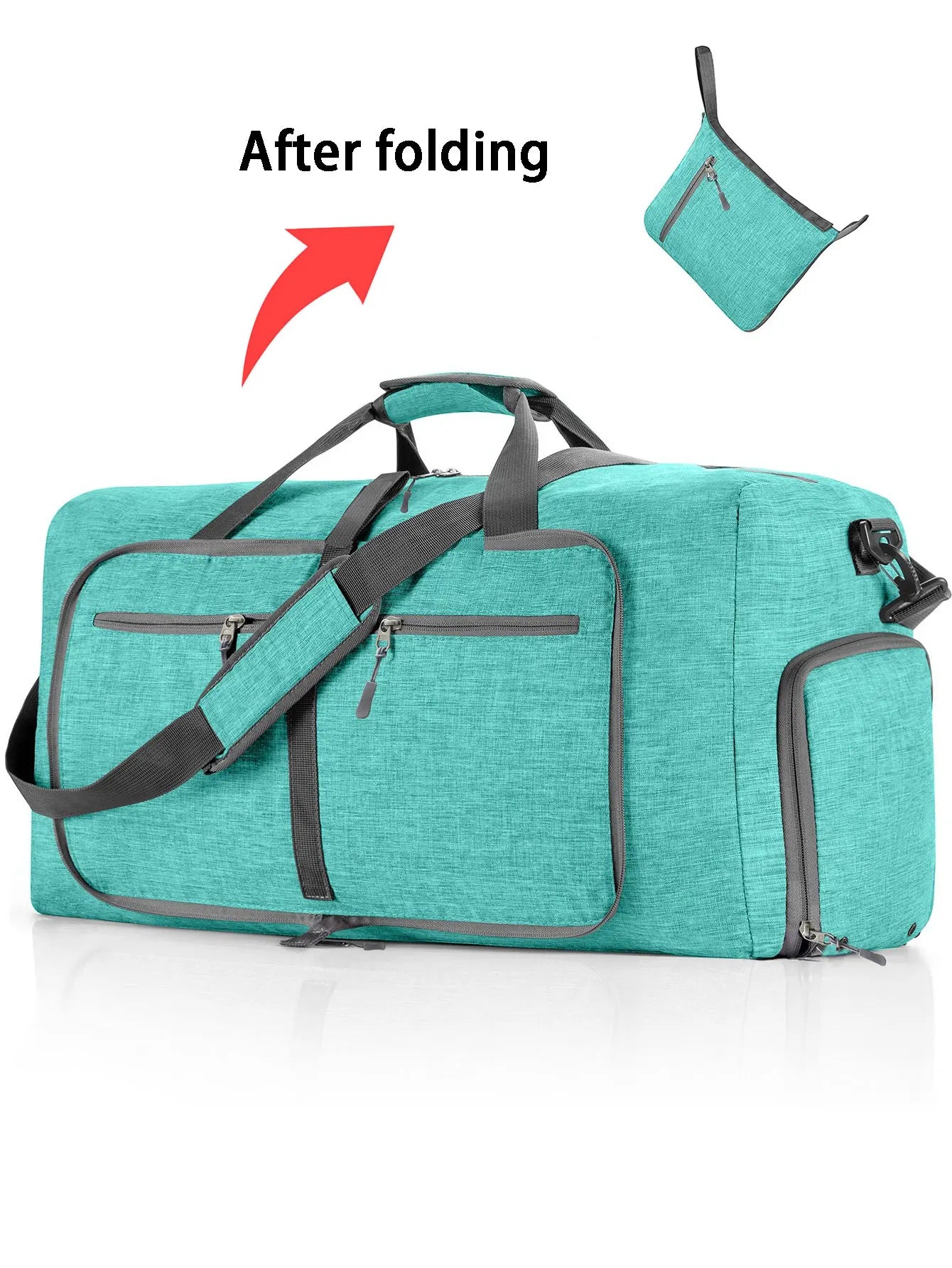 Sac de voyage pliable 65L en polyester avec compartiment chaussures