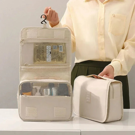 Trousse de Toilette Suspendue en Polyester Imperméable – Multi-compartiments Voyage & Salle de Bain