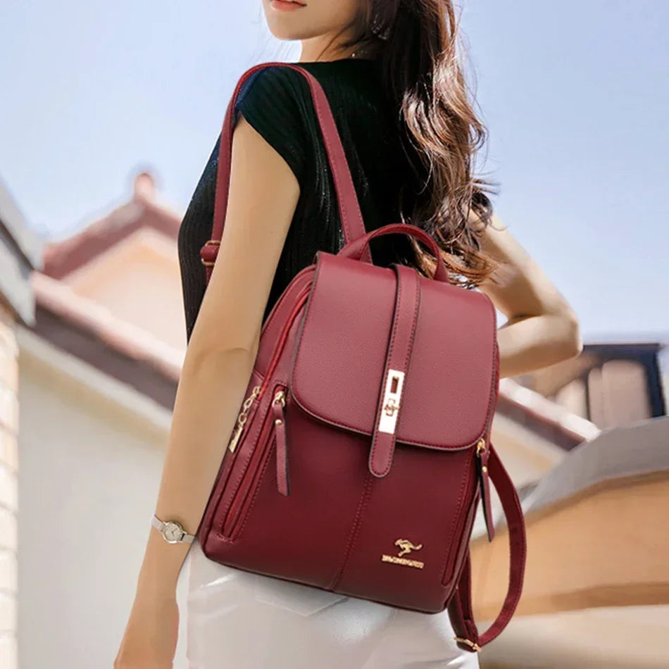 Sac à dos femme grande capacité en cuir microfibre