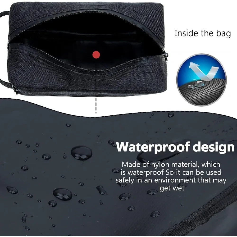 Sac de Toilette Voyage Imperméable Noir avec Poignée Latérale