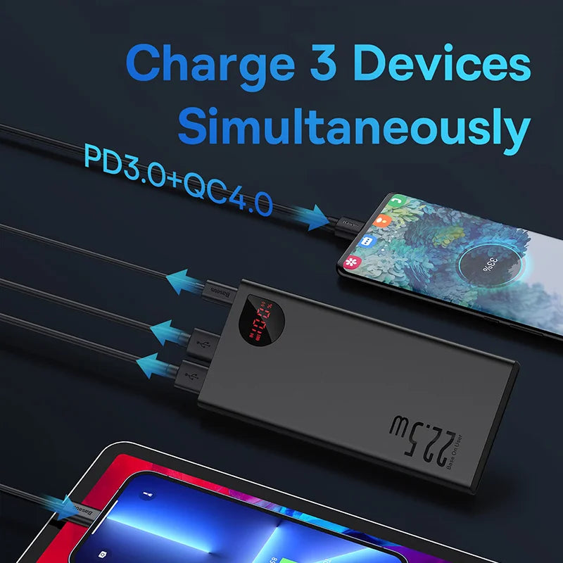 Baseus Power Bank 10000mAh PD 22.5W avec écran digital